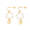 Brass ABS Plastic Pearl Dangle Stud Earrings EJEW-U040-19G-4