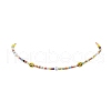 Glass Seed & Acrylic Smiling Face & Imitation Pearl Beaded Necklace for Women NJEW-JN04292-4