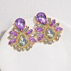 304 Stainless Steel Glass Stud Earrings EJEW-M095-15G-01-1