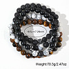 4Pcs Gothic Natural Tiger Eye & Howlite & Lava Rock & Black Stone Bead Stretch Bracelet Sets IK2928-5
