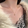 Round Ring 925 Sterling Silver Micro Pave Cubic Zirconia Pendant Necklaces for Women NJEW-F338-07G-5