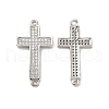 Brass Micro Pave Clear Cubic Zirconia Connector Charms KK-E068-VB327-2