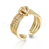 Brass Micro Pave Clear Cubic Zirconia Cuff Rings RJEW-Q161-022-NF-1