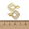 Rhombus Brass Micro Pave Clear Cubic Zirconia Dangle Stud Earrings EJEW-F373-02G-5