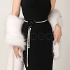 White Plastic Imitation Pearl Round Beaded Tassel Chain Belts for Dress FS-WGDCF9E-01-2