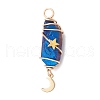 3Pcs 3 Styles Electroplated Natural Quartz Crystal Pointed Copper Wire Wrapped Pendants PALLOY-JF03766-03-3