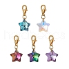 Electroplate Glass Star Pendant Decoration HJEW-JM01583-01-1