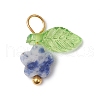 10Pcs Natural Blue Spot Jasper Flower Charms PALLOY-JF03765-03-3