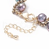 Natural Pearl & Glass Braided Beaded Bracelet BJEW-JB08091-03-5