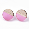Transparent Resin & Wood Stud Earrings EJEW-N017-003A-D04-2
