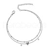 Heart Alloy Cubic Zirconia Double Layer Anklets WG95339-02-3