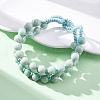 Natural Amazonite Round Beaded Multi-strand Bracelets for Men Women BJEW-G743-02A-2