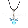 Angel Glass Sead Beaded Wing Pendant Necklaces NJEW-MZ00090-01-2