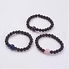 Natural Lava Rock Beaded Stretch Bracelets BJEW-JB02906-1