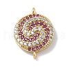Rack Plating Brass Micro Pave Orchid & Clear Cubic Zirconia Vortex Connector Charms KK-A234-057G-1