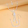 Flower & Horse Eye Alloy with Crystal Rhinestone Pendant Necklace & Stud Earring FS-WGF2591-02-1