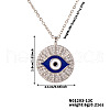 Bohemian Brass Micro Pave Clear Cubic Zirconia & Enamel Bule Evil Eye Pendant Necklaces ES8958-2-1