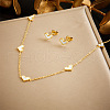Heart Stainless Steel & Natural Shell Necklaces & Stud Earrings Sets FS-WGB84F7-02-1