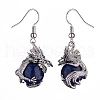 Natural Lapis Lazuli Dragon Dangle Earrings EJEW-A092-06P-04-2