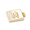 Brass Pave Natural White Shell Pendants KK-S522-09G-G-3