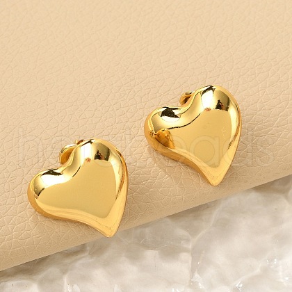 304 Stainless Steel Heart Stud Earrings EJEW-Q011-04G-1