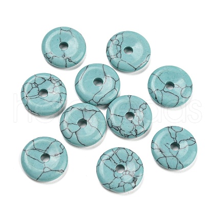 Synthetic Turquoise Dyed China Safety Buckle Pendants G-B052-07-1