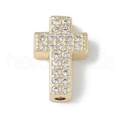 Rack Plating Brass Micro Pave Clear Cubic Zirconia Beads KK-A220-23B-G-1