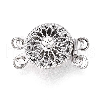 Rack Plating Flower Brass Box Clasps KK-QA183-99P-1