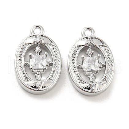 Brass Micro Pave Cubic Zirconia Charm KK-E090-07P-1