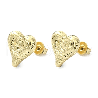 Brass Heart Stud Earrings for Valentine's Day EJEW-Q780-09G-1