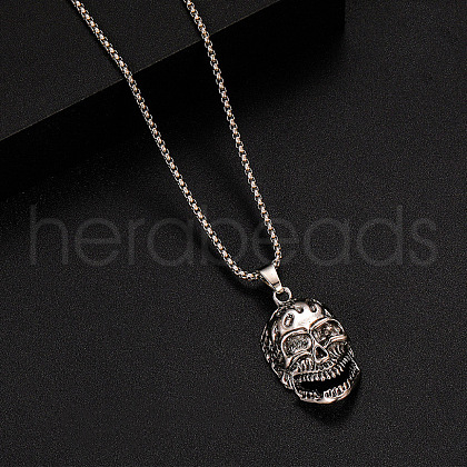 Alloy Ruby Rhinestone Pendant 667 Stainless Steel Chain Necklaces FS-WG7010E-09-1