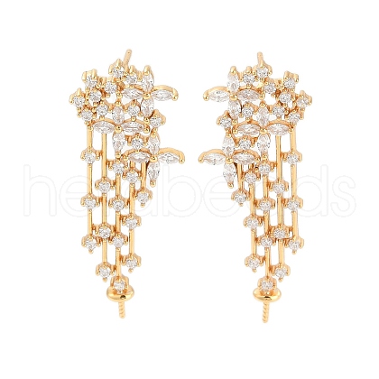 925 Sterling Silver Micro Pave Clear Cubic Zirconia Stud Earring Findings STER-U004-07G-1