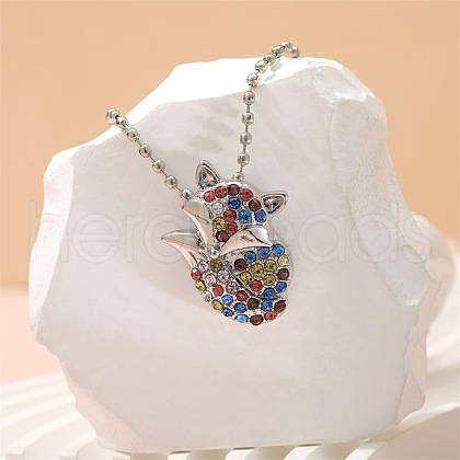 Alloy Colorful Rhinestone Pendant Necklaces for Kid FS-WG8D677-03-1