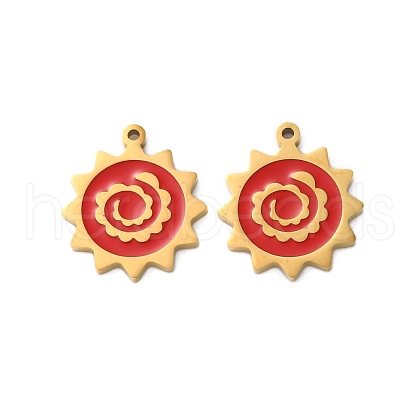 Ion Plating(IP) 304 Stainless Steel Red Enamel Pendants STAS-M102-66G-1