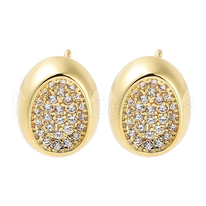 Rack Plating Oval Brass Stud Earrings X-EJEW-N055-38G-RS-1