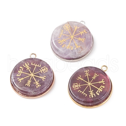 3Pcs 3 Styles Natural Amethyst Pendants PALLOY-JF01645-1
