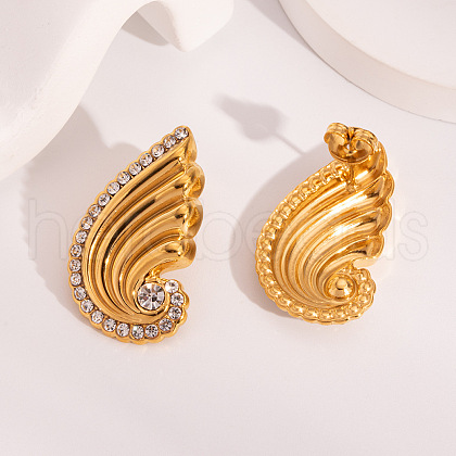 304 Stainless Steel Rhinestone Stud Earrings EJEW-Z126-02G-1