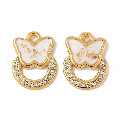 304 Stainless Steel Enamel Pendants STAS-U057-28G-1