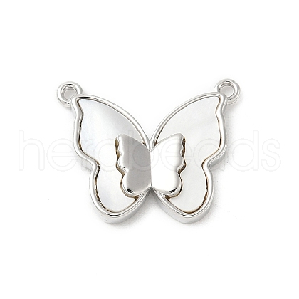Brass Pave Natural White Shell Pendants KK-S522-19P-1