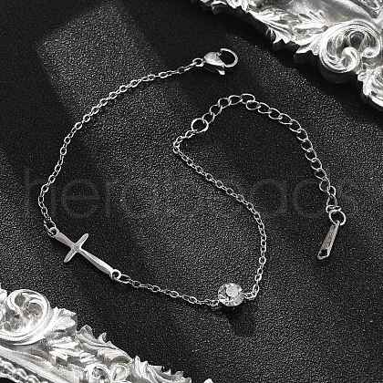 201 Stainless Steel Cable Chain Bracelets BJEW-H205-01D-P-1