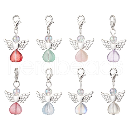 Heart Angel Acrylic Pendant Decorations HJEW-JM02538-02-1