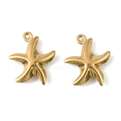 304 Stainless Steel Pendants. Starfish Charm STAS-A190-03G-1