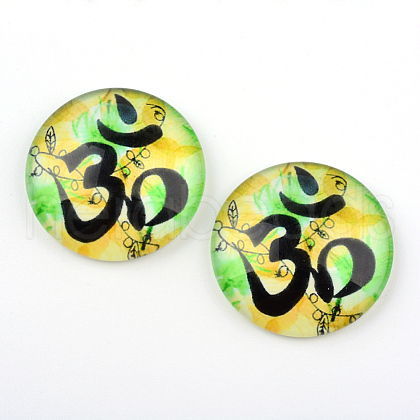 Yoga Theme Glass Cabochons X-GGLA-L011-25mm-18-1