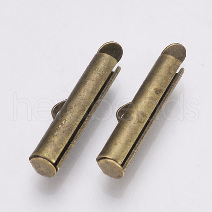 Brass Slide On End Clasp Tubes X-KK-Q747-11F-AB-1