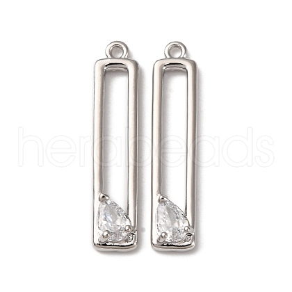 Brass Micro Pave Clear Cubic Zirconia Pendants KK-Z112-35P-1
