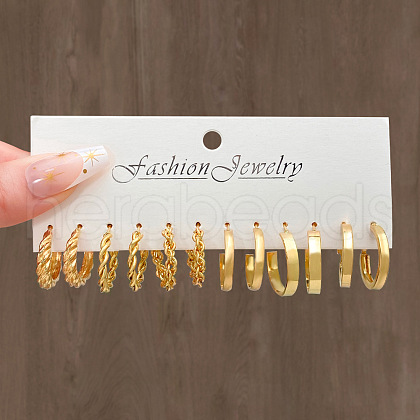 6 Pairs Alloy Hoop Earring Sets WG6DB3C-04-1