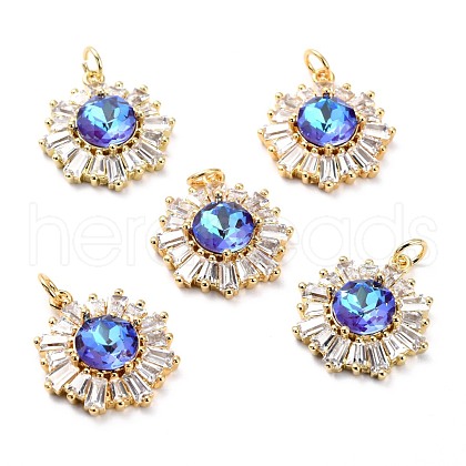 Brass Micro Pave Cubic Zirconia Pendants ZIRC-O044-21E-G-1