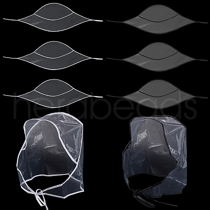 CRASPIRE 10Pcs 2 Colors Plastic Black and White Rain Bonnets AJEW-CP0007-88-1