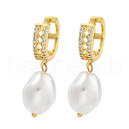 Rack Plating Brass Micro Pave Clear Cubic Zirconia Hoop Earring EJEW-C102-26B-G-1