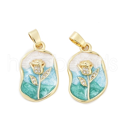 Brass Micro Pave Clear Cubic Zirconia Pendants KK-L235-05B-G-1